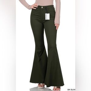 Zenana Dark Olive Wide Leg Jeans